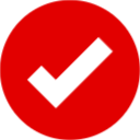 Red circle with white tick icon